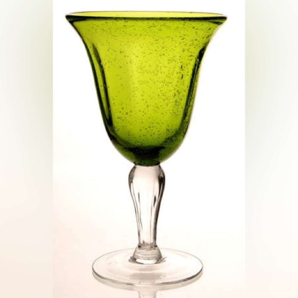 Artland Iris Green Seeded Glass Water Goblet